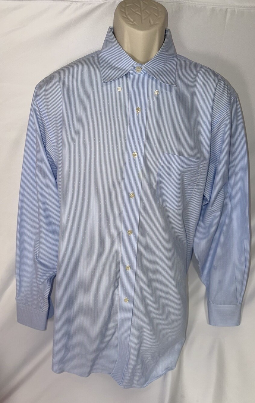 Vintage Brooks Brothers 1818 Men’s Shirt Size 17 2/3 REGENT Blue Stripes